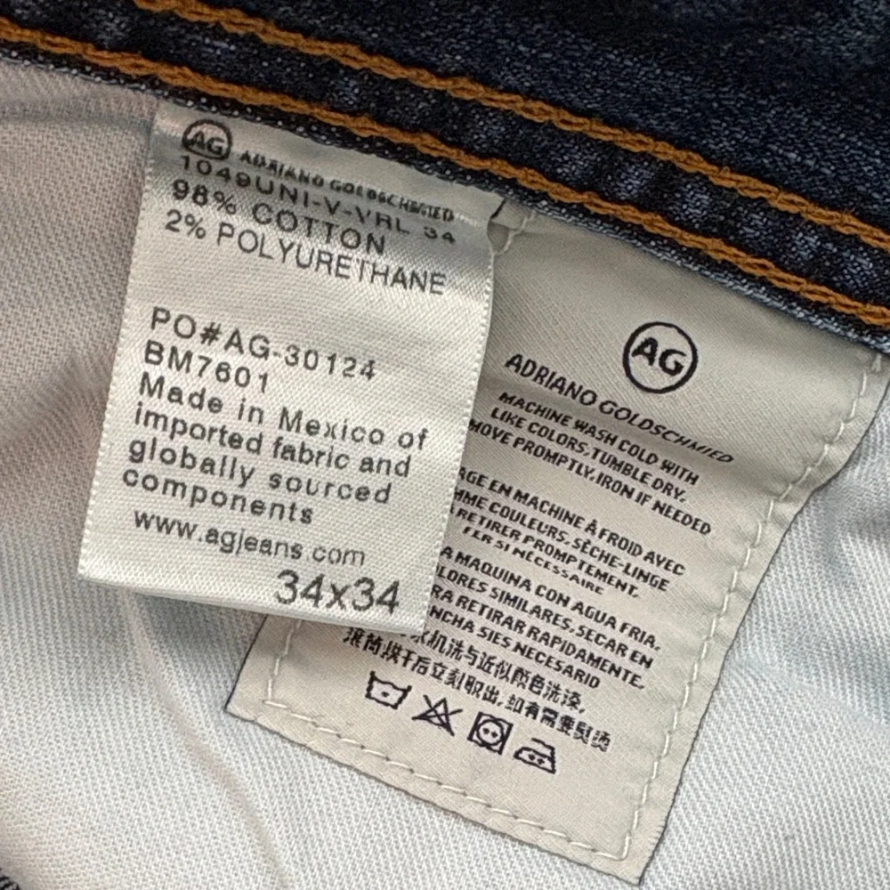 Ag Adriano Goldschmmied Men's Protege Blue Straight Jeans 34W 34L - Picture 4 of 6